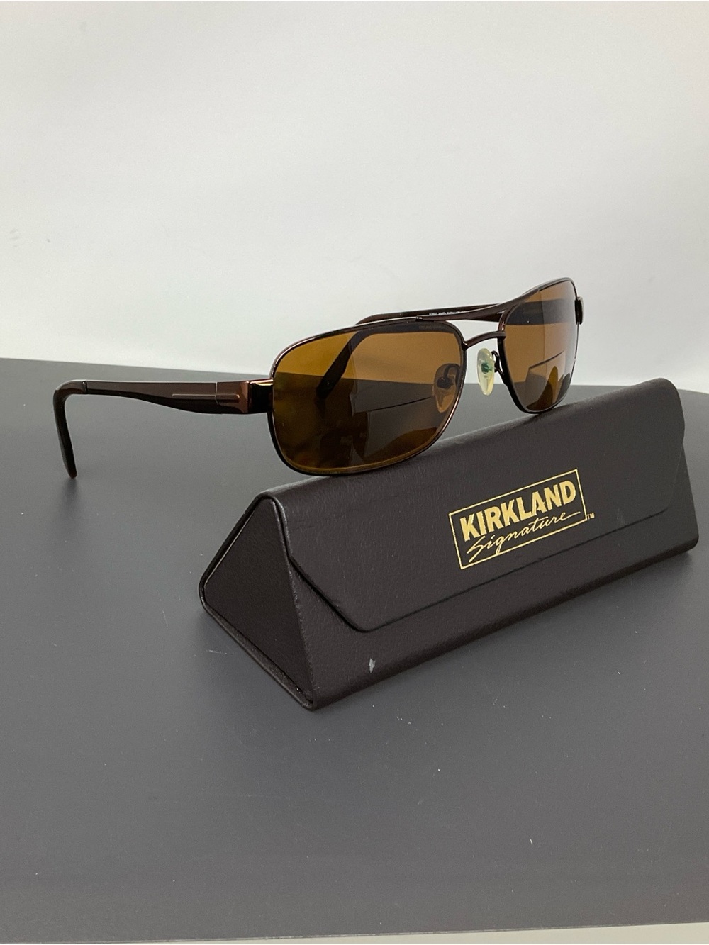Kirkland Signature 330 Frederick Dark Brown Aviator Eyeglasses Frame w Case 59mm